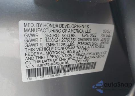 2024 Acura Mdx Technology Package z USA, uszkodzony, nr VIN 5J8YE1H42RL001164